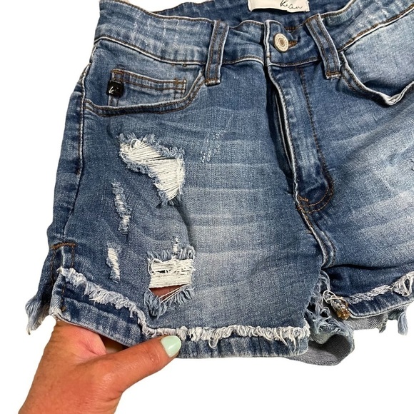 Kancan Distressed Ripped Raw Hem Denim Jean Cut Off Shorts - Picture 6 of 9
